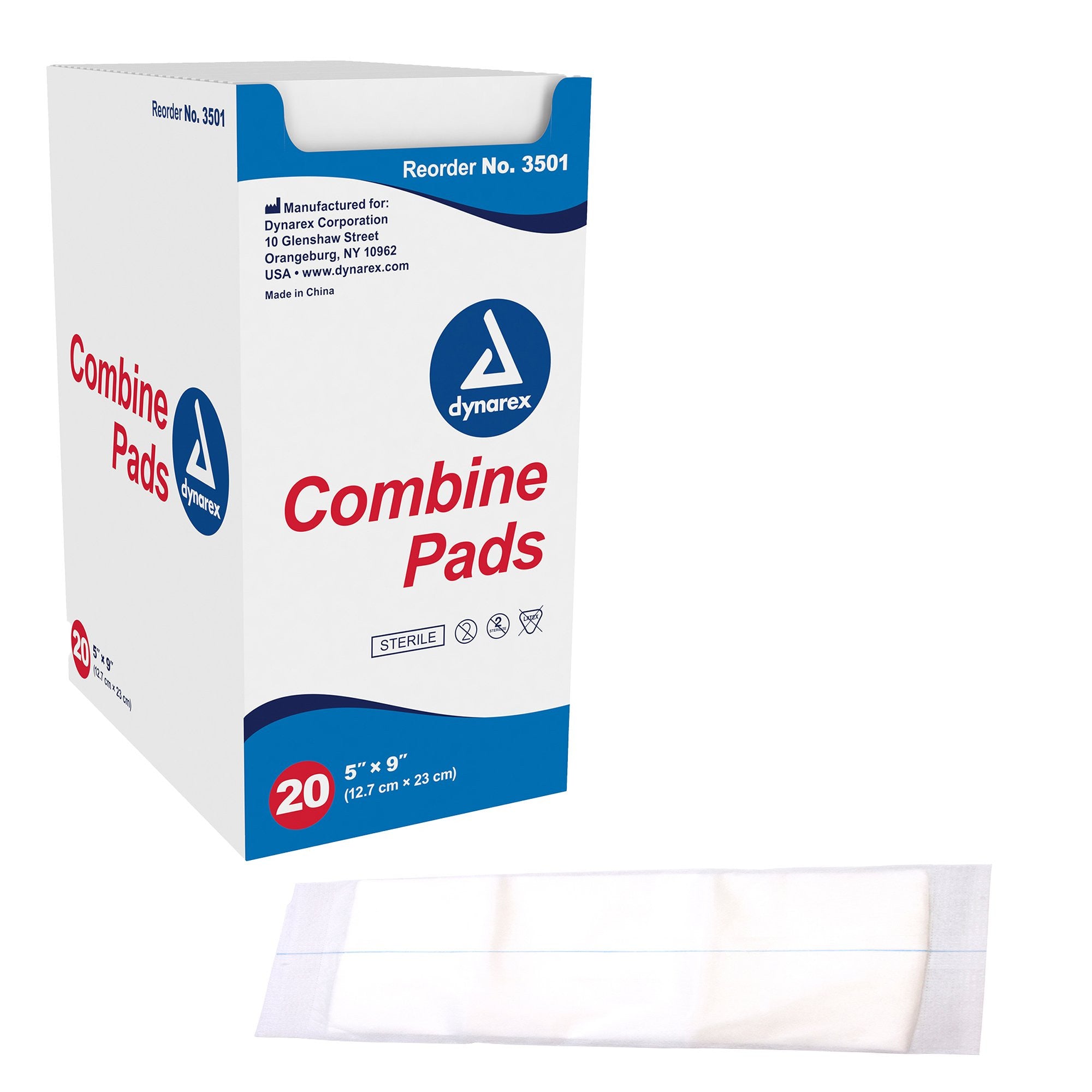 575179 - Dynarex - Dynarex Abdominal Pad 5 X 9 Inch Sterile 1 per Pouch, 3501, Case of 20, (CS)
