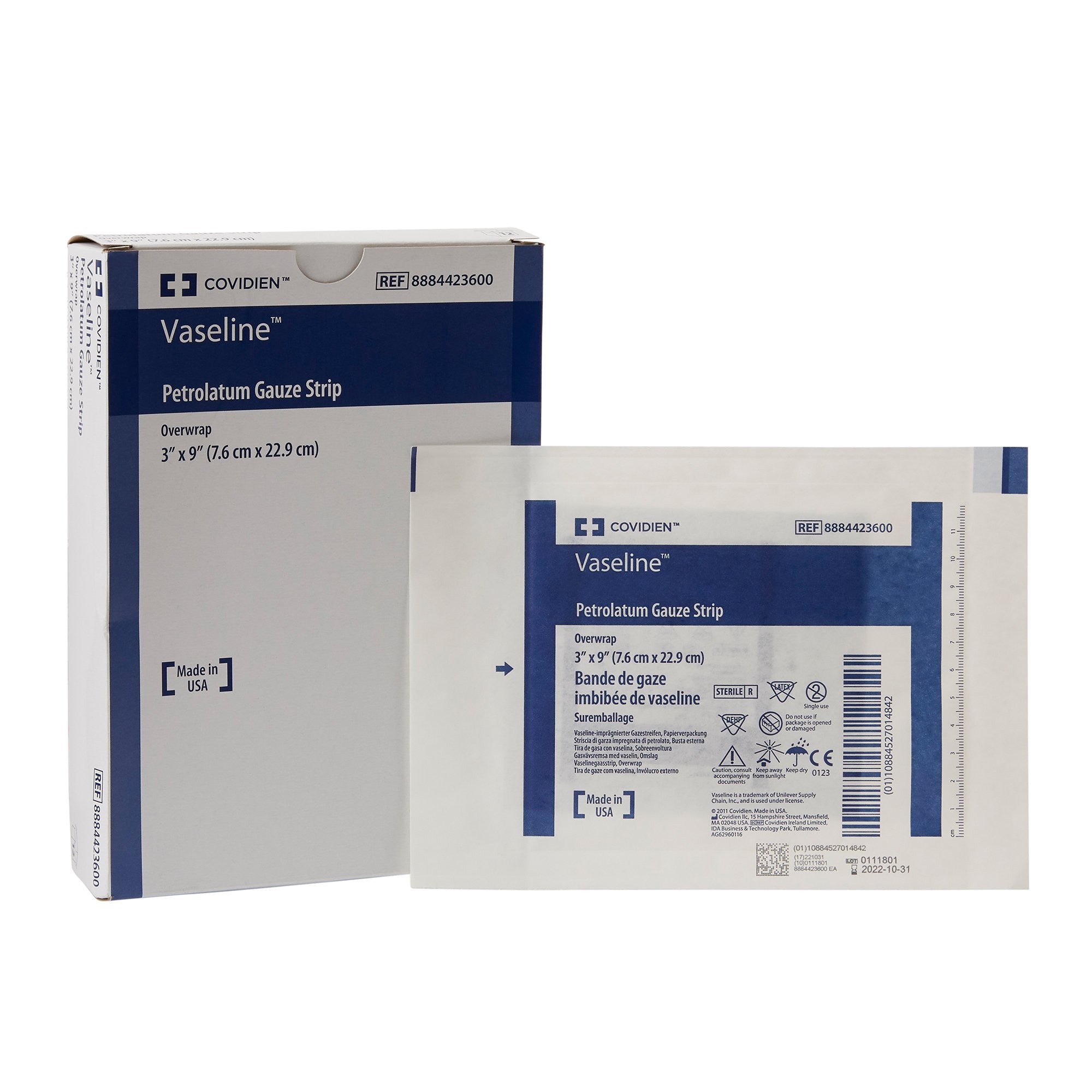 32733 - Vaseline - Vaseline Petrolatum Impregnated Dressing Rectangle 3 X 9 in Sterile, Case of 72, (CS)