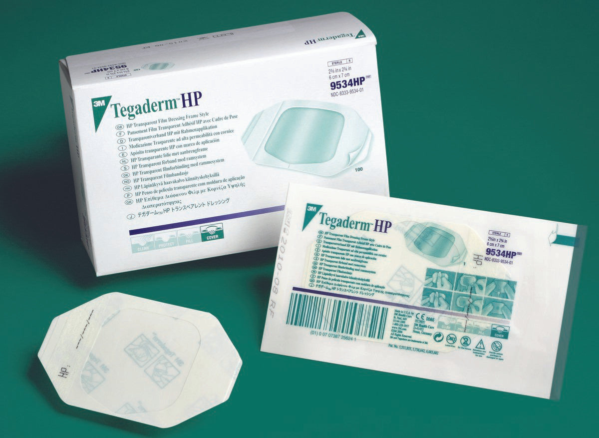 210037 - Tegaderm - 3M Tegaderm HP Transparent Film Dressing 4 X 4-3/4 Inch Frame Style Delivery Rectangle Sterile, 9536HP, Case of 200, (CS)