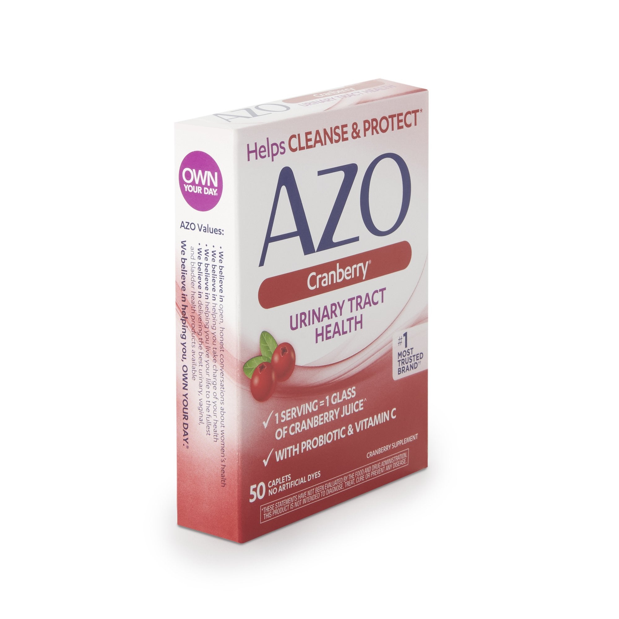 884458 - AZO - AZO Urinary Pain Relief 60 mg - 110 mg - 500 mg - 30 mg Strength Vitamin C / Calcium / Cranberry / Bacillus Coagulans Tablet 50, Box of 1, (BX)