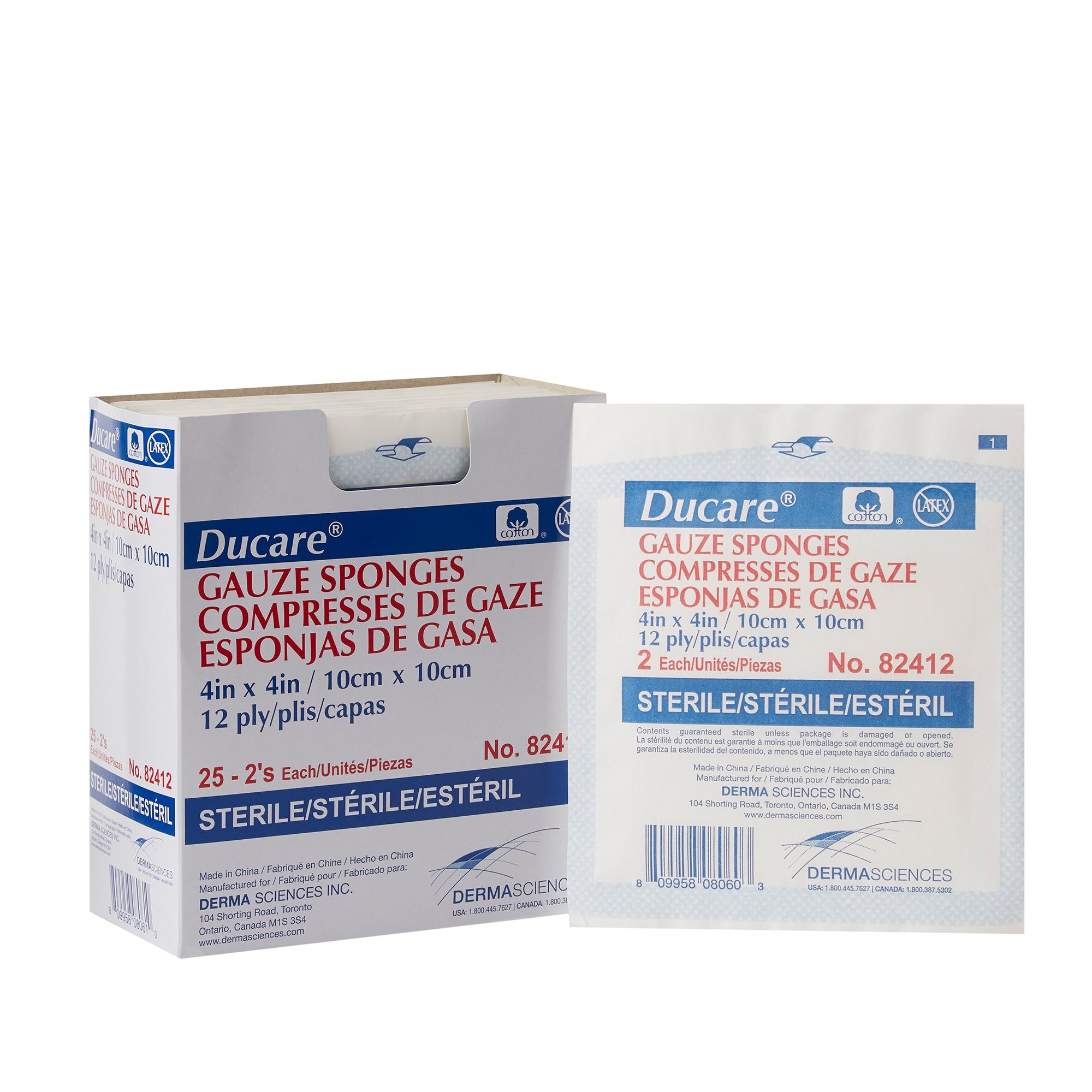 645795 - Ducare - Ducare Gauze Sponge 4 X 4 in 12-Ply Sterile , 82412, Box of 25, (BX)