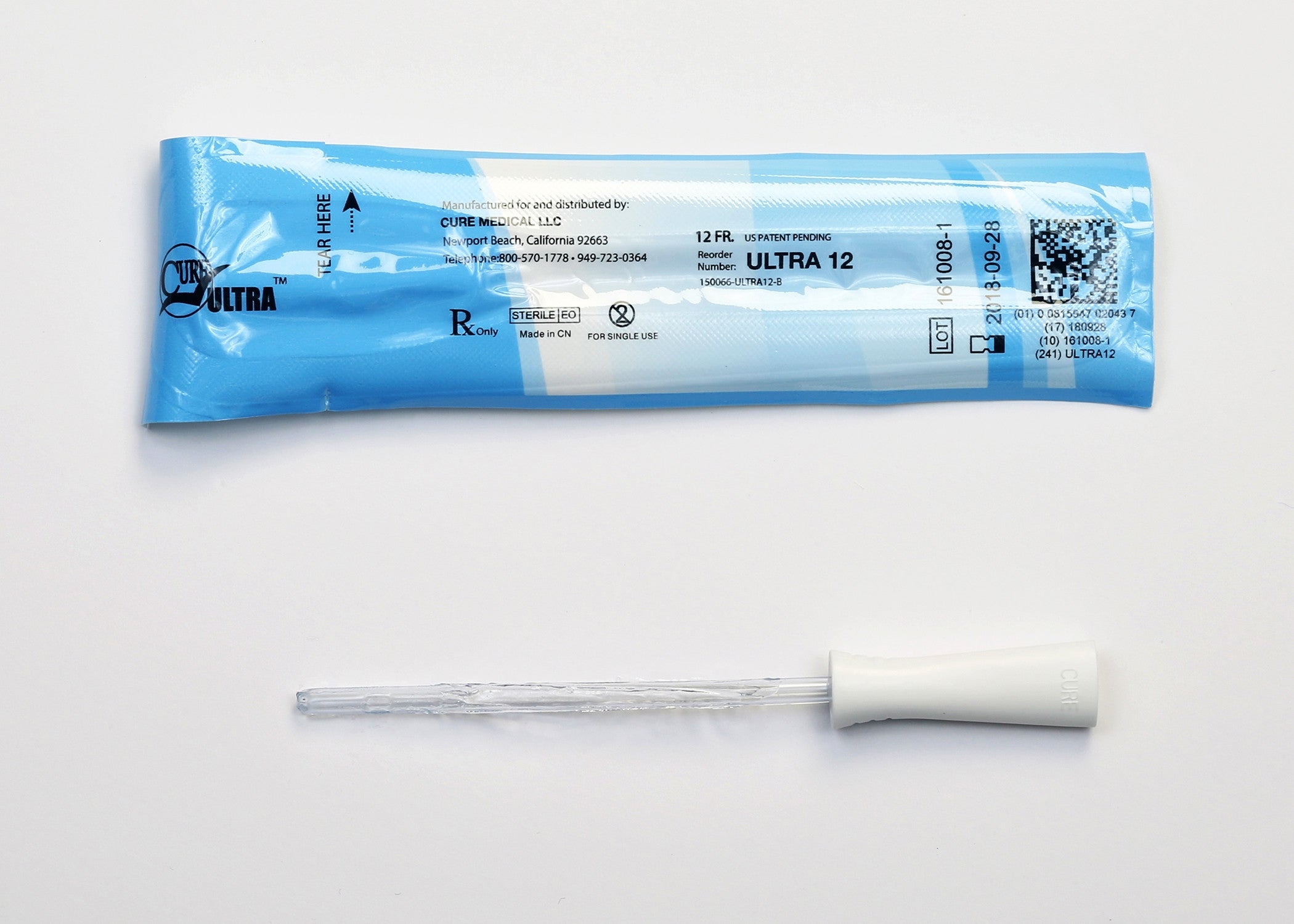 1020189 - Cure - Urethral Catheter Cure Ultra Straight Tip Lubricated PVC 12 Fr. 6 in, ULTRA12 Pack of 1, (EA)