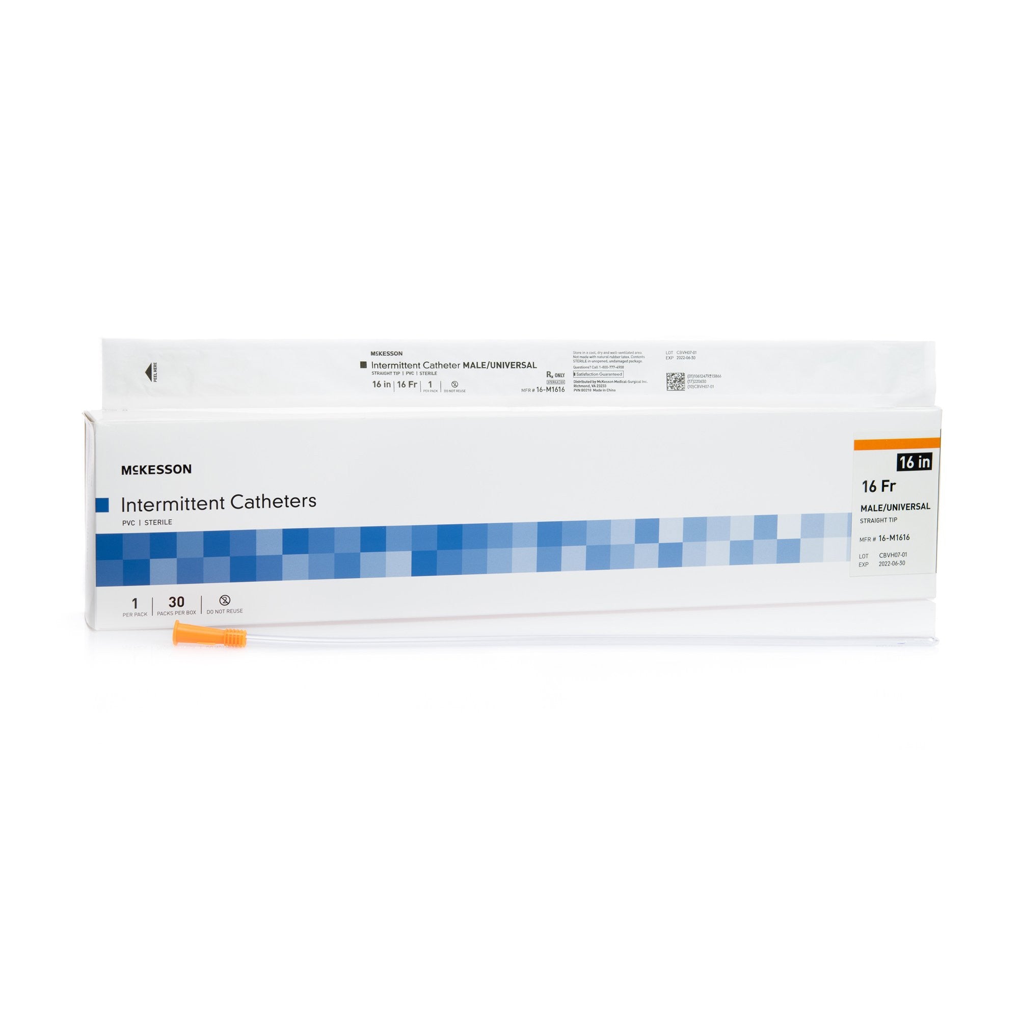 1020817 - McKesson - McKesson 16'' Unisex Uncoated Intermittent Catheter, 16 Fr., Straight Tip, Case of 300, (CS)