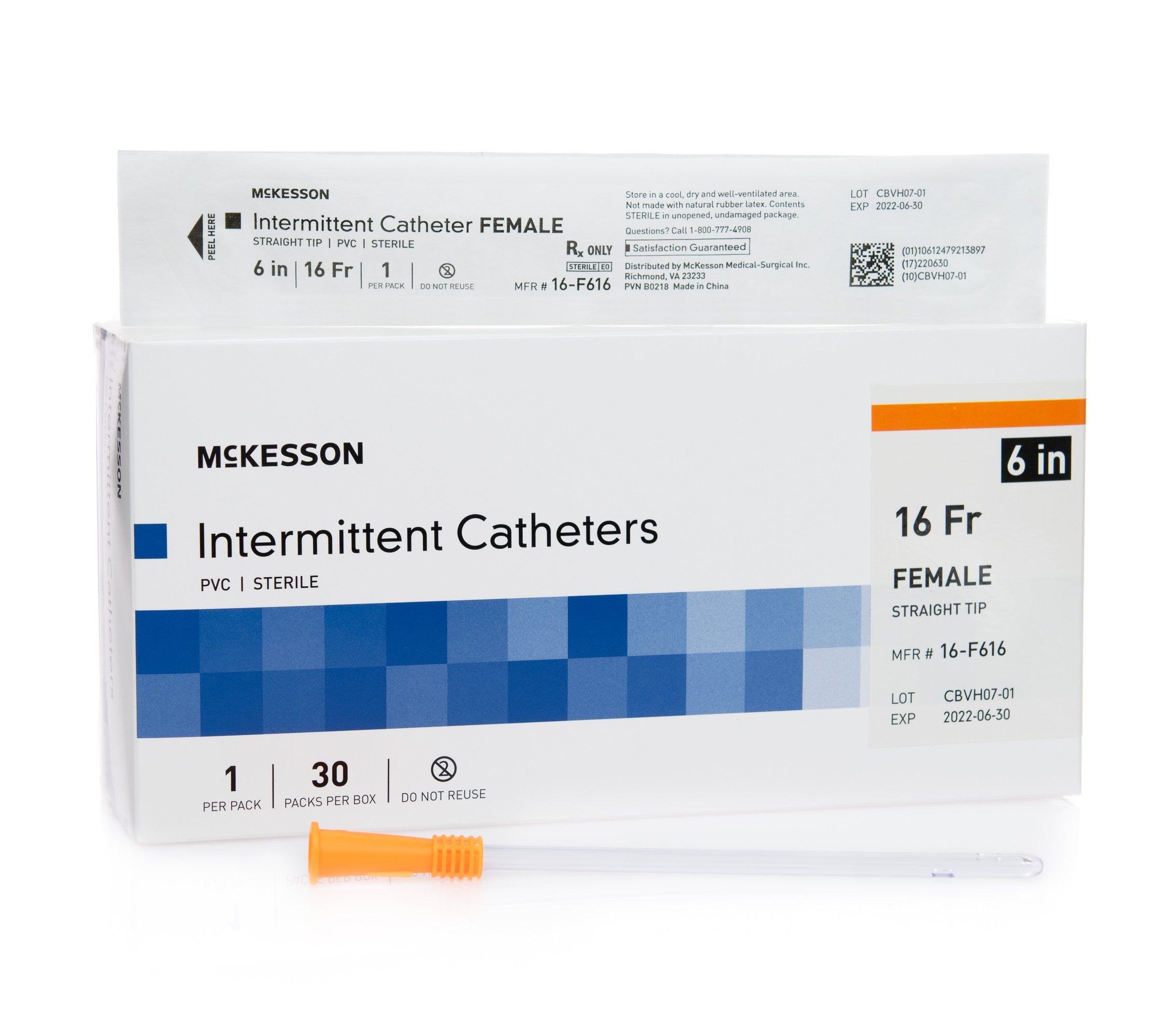1020818 - McKesson - Urethral Catheter McKesson Straight Tip Uncoated PVC 16 Fr. 6 in, 16-F616 Case of 300, (CS)