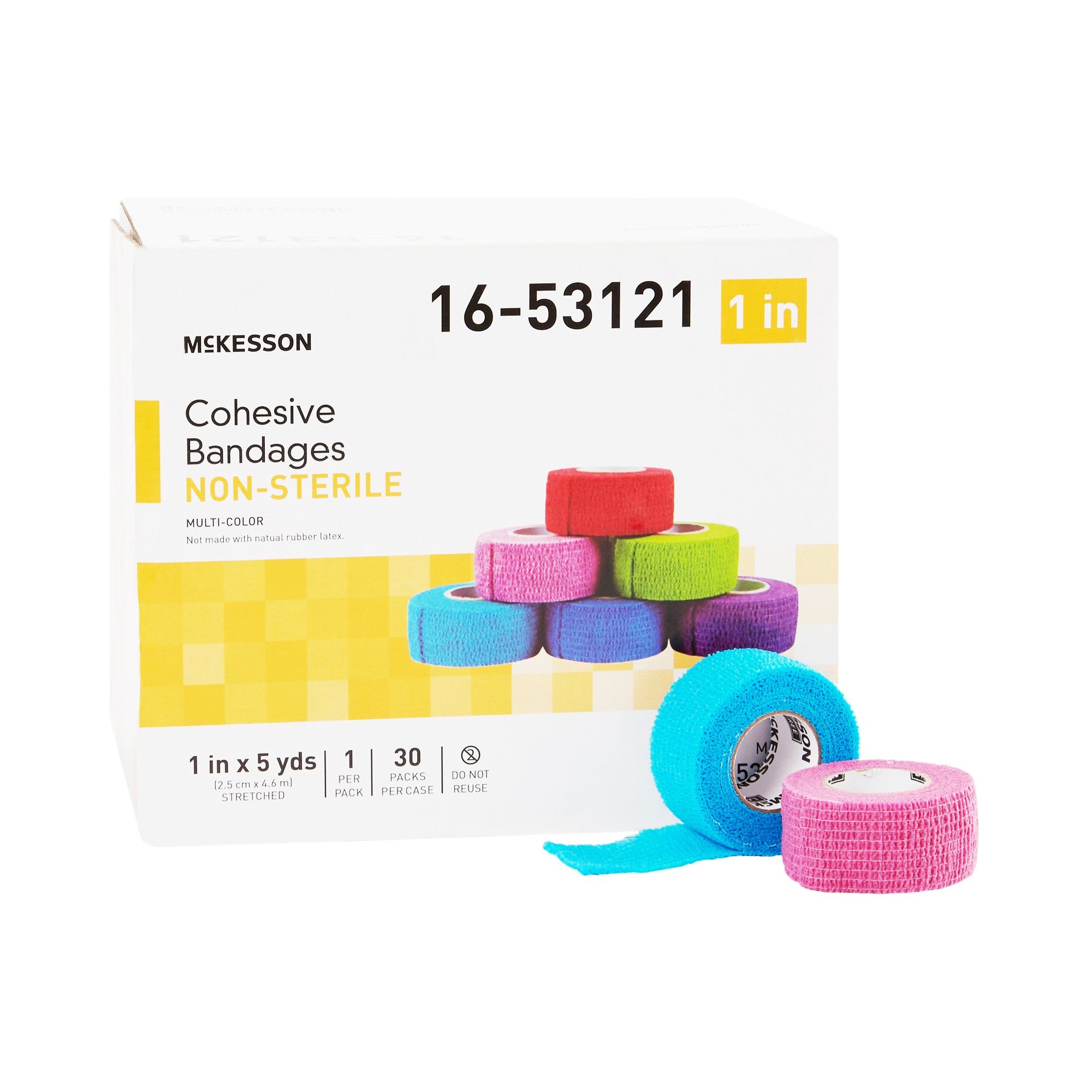 1032956 - McKesson - McKesson Cohesive Bandage, 1'' x 5 Yard, 30 per Case, Non Sterile, Latex-free, Assorted Color, Case of 30, (CS)