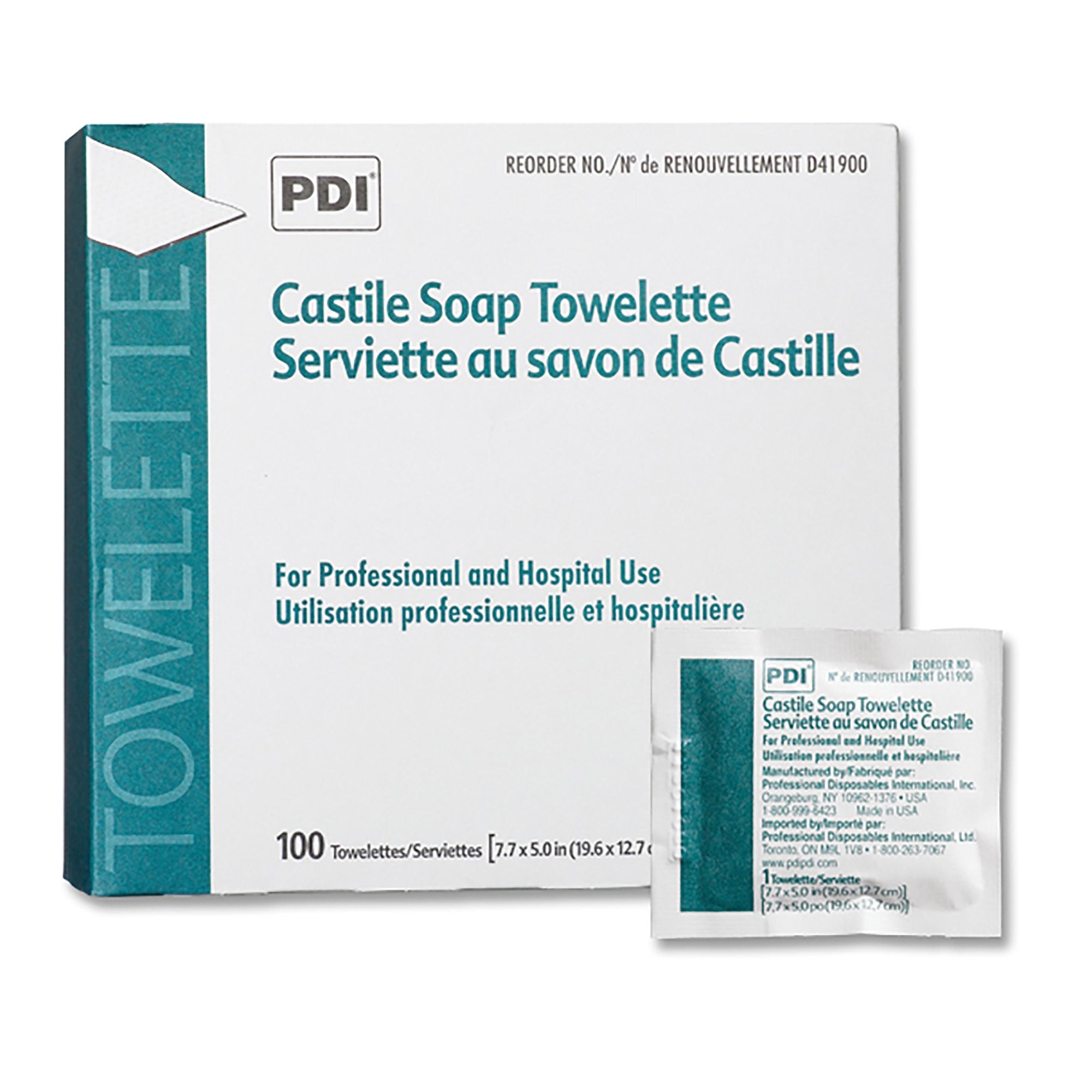 120257 - PDI - PDI Castile Soap Towelette, Gentle Hand and Facial Cleansing, 100 Individual Packets per Box, 10 Boxes per Case, Case of 1000, (CS)