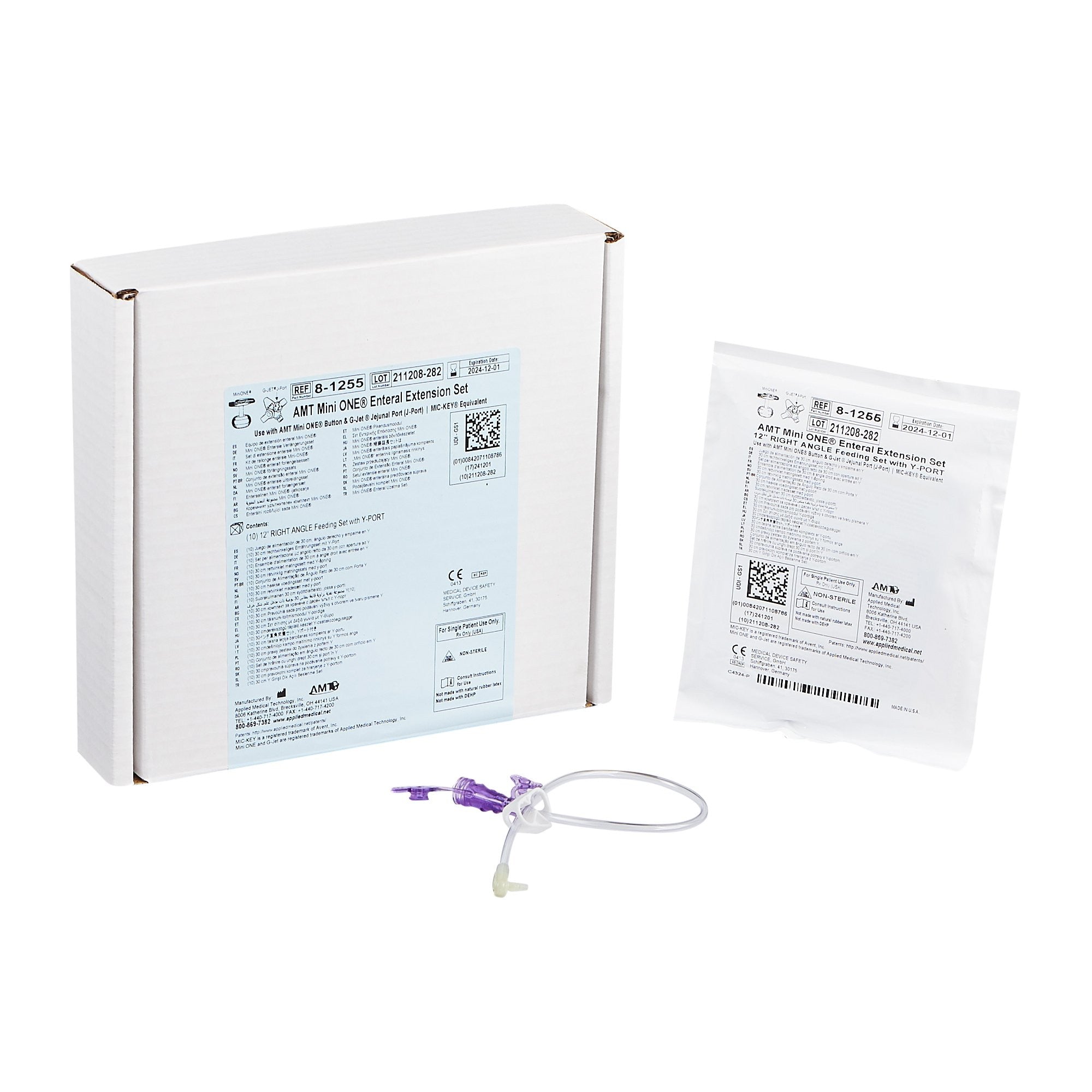 730857 - Mini Series - Mini ONE Right Angle Connector with Y-Port Adapter 12 Inch, Purple, 8-1255, Box of 10, (BX)