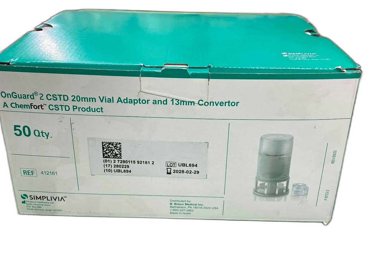412161 - SIMPLIVIA - OnGuard®2 CSTD 20mm Vial Adaptor and 13mm Convertor A Chemfort CSTD Product, (BX/50)
