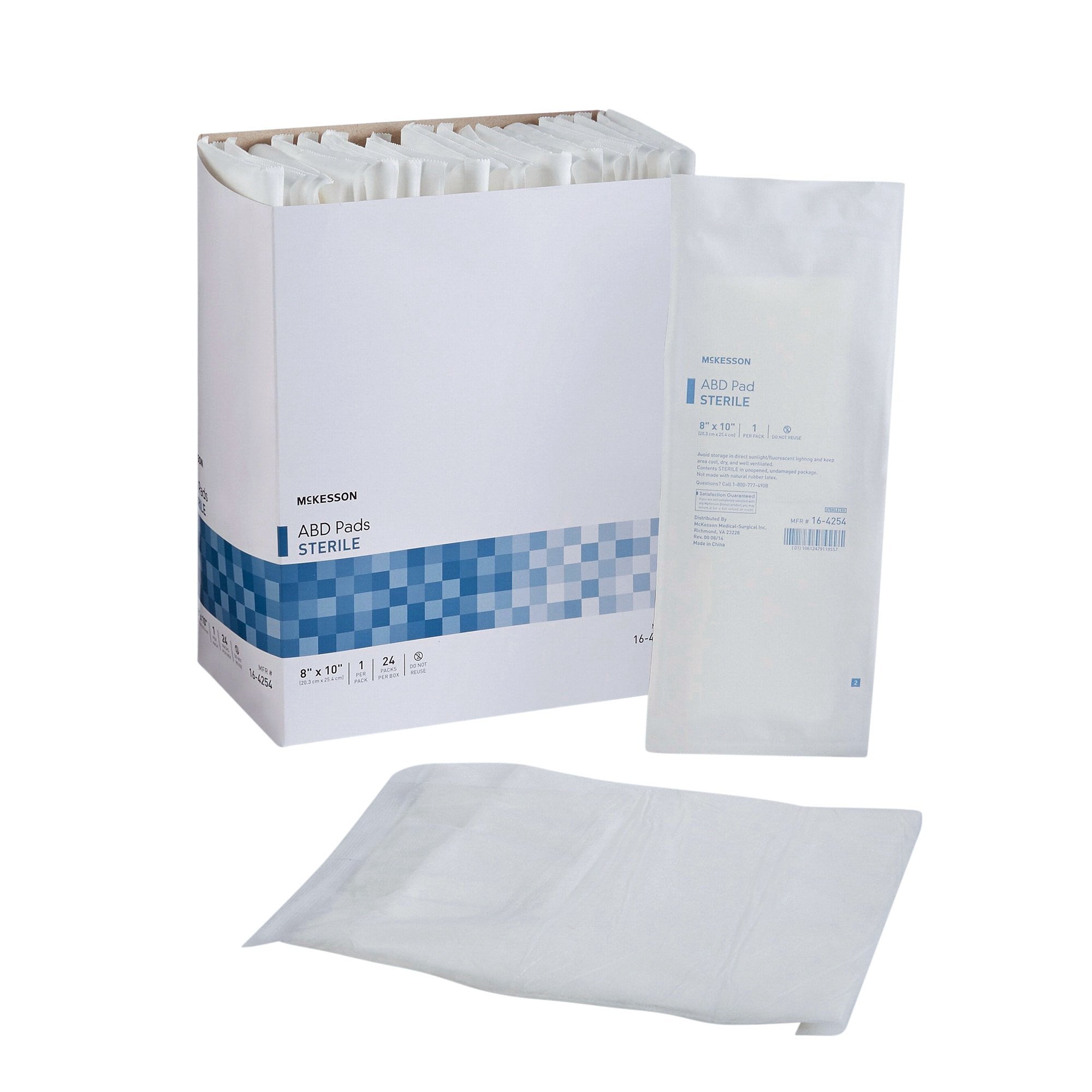 446059 - McKesson - McKesson Abdominal Pad 8 X 10 Inch Sterile 1 per Pack, 16-4254, Case of 360, (CS)
