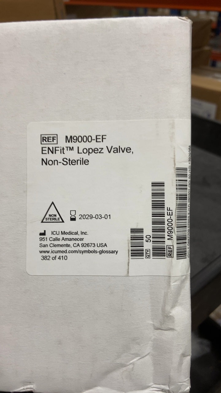 M9000-EF - ICU MEDICAL - ENFit™ Lopez Valve, Non-Sterile, (BX/50)
