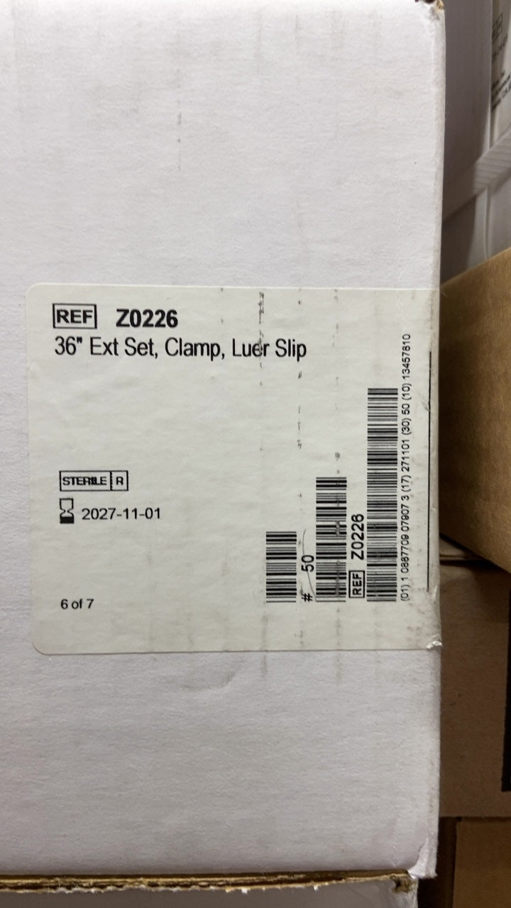 Z0226 - ICU MEDICAL - 36" Ext Set, Clamp, Luer Slip, (BX/50)