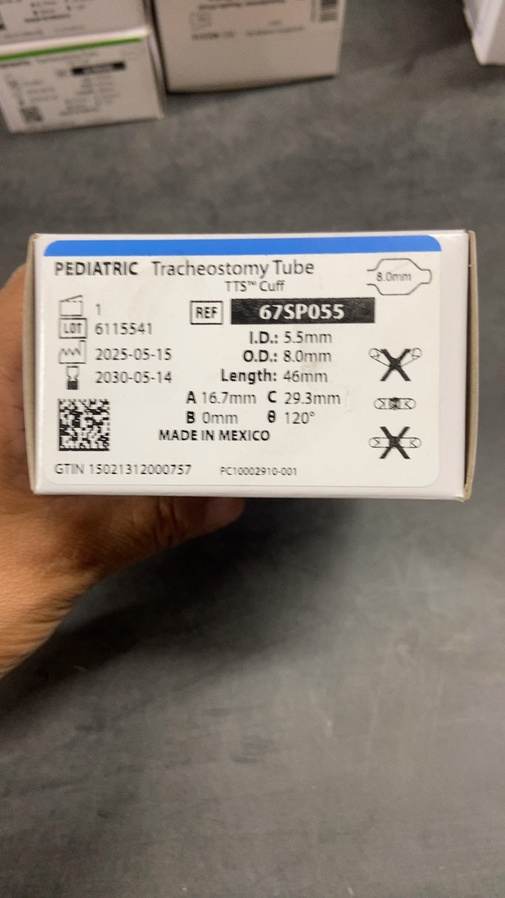 67SP055 - SMITHS MEDICAL - Bivona TTS Cuffed Neonatal Tracheostomy Tubes - Tracheostomy Tube, Pediatric, Cuffed, Tight to Shaft, 5.5 mm, (BX/1)