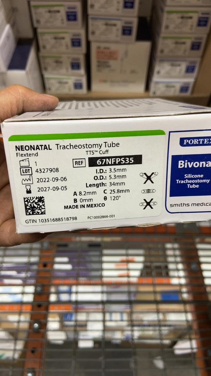 67NFPS35 - SMITHS MEDICAL - Bivona Uncuffed FlexTend Plus Trach Tubes - Tracheostomy Tube, Neonatal, Tight to Shaft, Flexible Straight Neck, 3.5 mm, (BX/1)