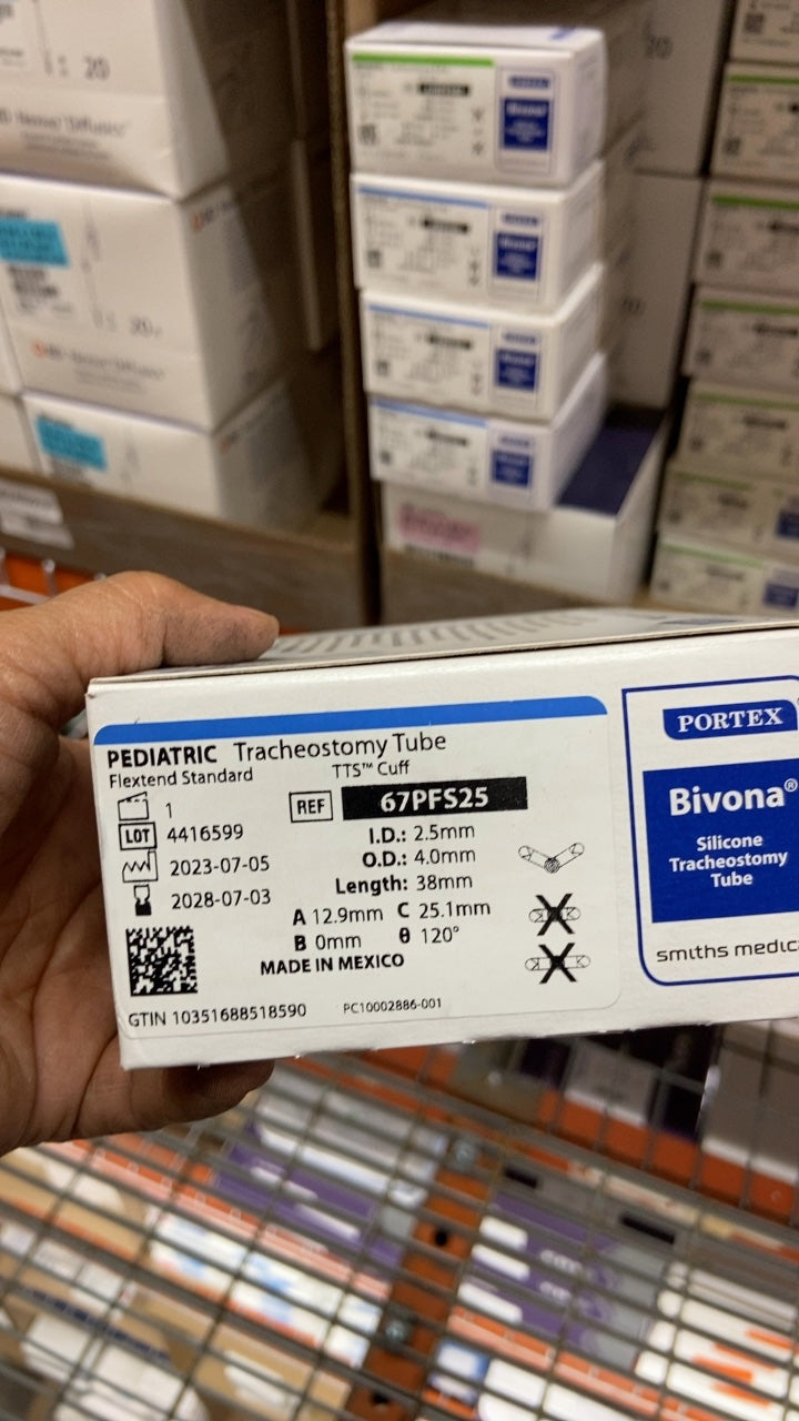 67PFS25 - SMITHS MEDICAL - Bivona FlexTend Cuffed Neonatal Trach Tubes - Pediatric Tracheal Tube, Flextend, Cuff, 2.5 mm, (BX/1)