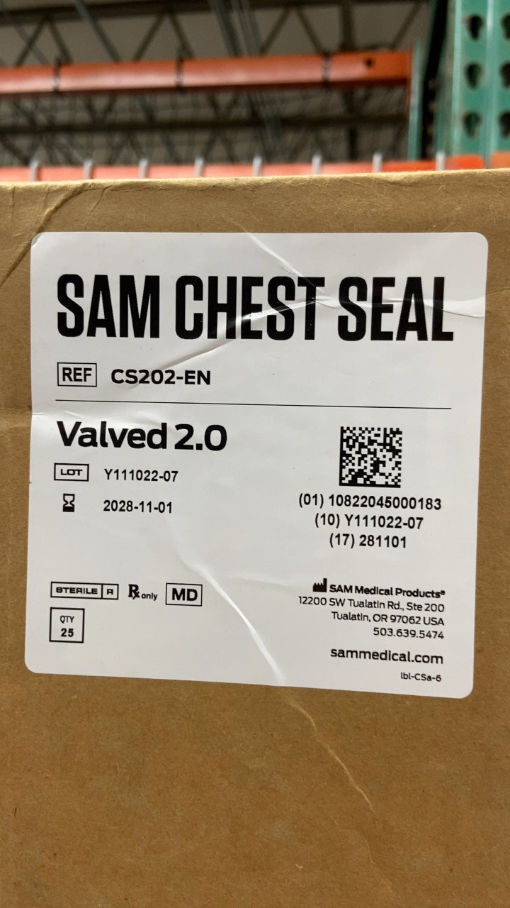 CS202-EN - SAM MEDICAL - SAM CHEST SEAL Valved 2.0, (BX/25)