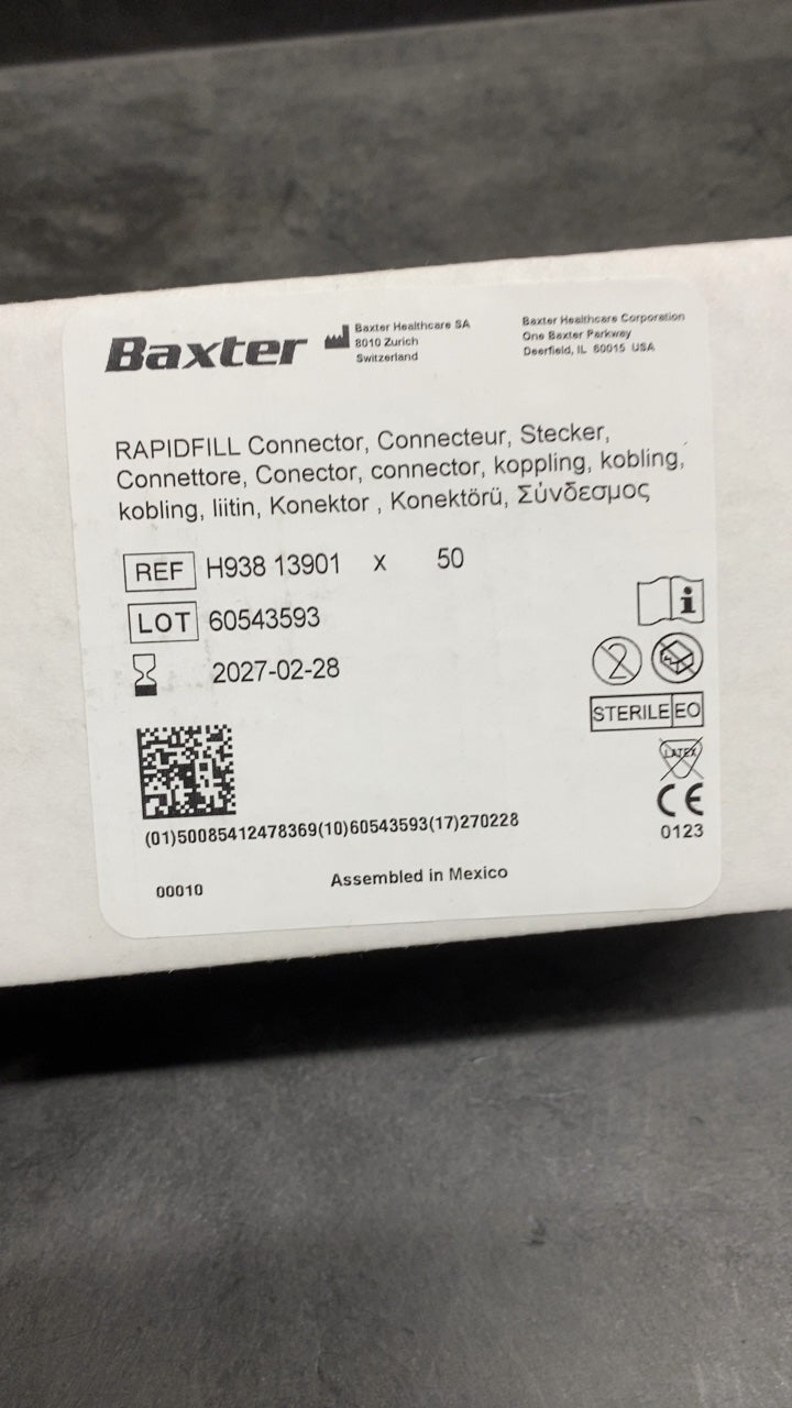 H93813901 - BAXTER - Rapidfill Connector, Luer Lock-To-Luer Lock, (BX/50)