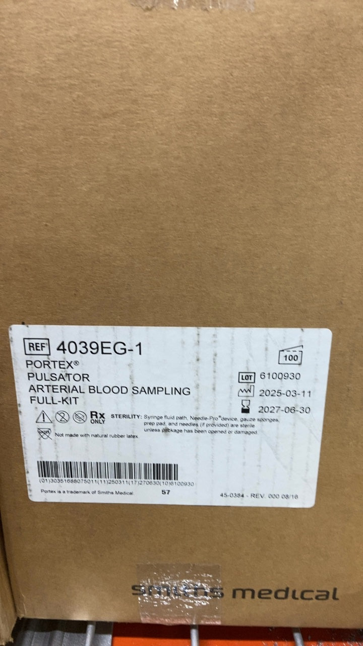 4039EG-1 - SMITHS MEDICAL - PORTEX PULSATOR ARTERIAL BLOOD SAMPLING FULL-KIT, (CS/100)