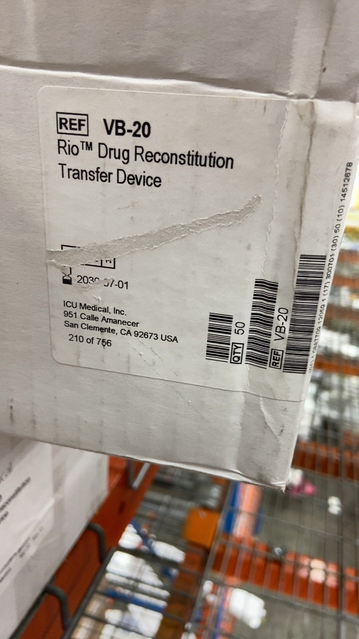 VB-20 - ICU MEDICAL - Rio™ Drug Reconstitution Transfer Device, (BX/50)