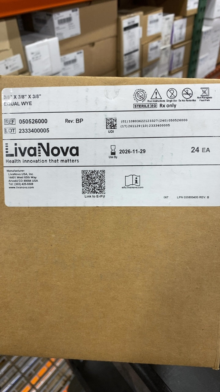 50526000 - LIVANOVA - 3/8" X 3/8" X 3/8" EQUAL WYE, (BX/24)