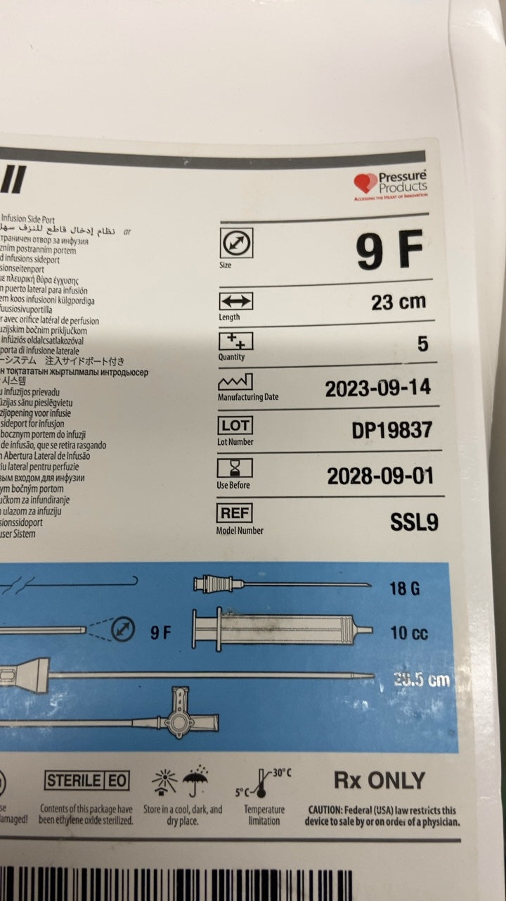 SSL9 - PRESSURE PRODUCTS - Infusion Side Port, (BX/5)