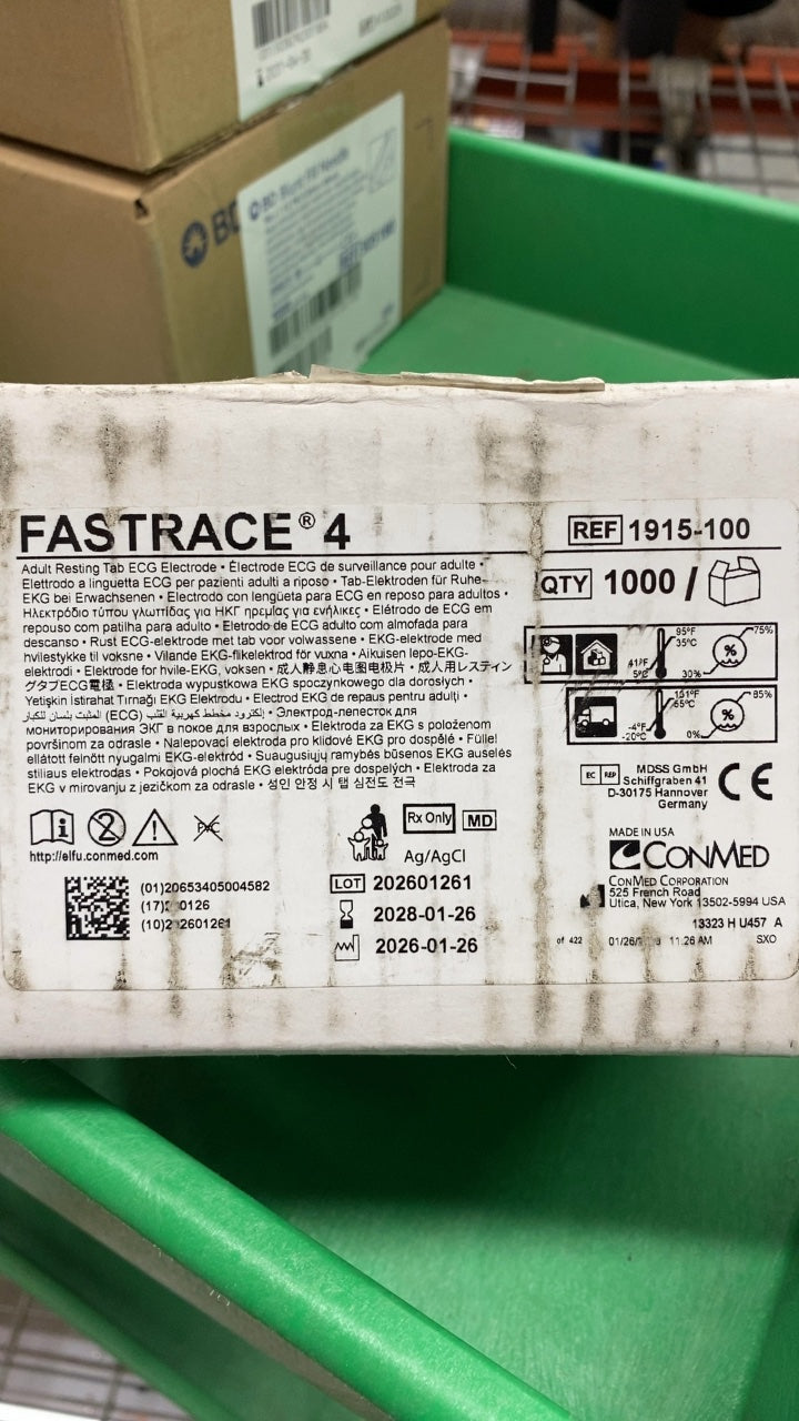 1915-100 - CONMED - FASTRACE 4 Adult Resting Tab ECG Electrode, (BX/1000)