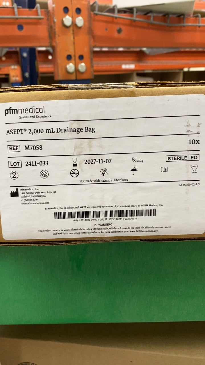 M7058 - PFM MEDICAL - ASEPT 2,000 mL Drainage Bag, (CS/10)