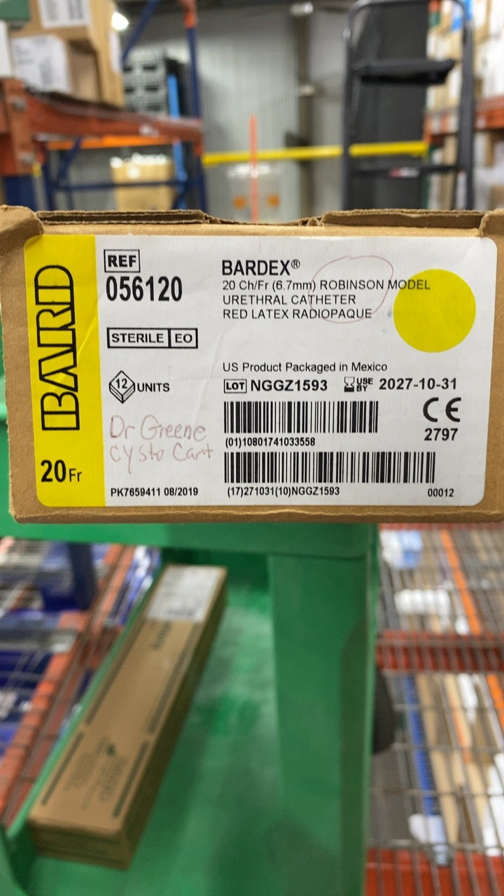 56120 - BARD - BARDEX 20 Ch/Fr (6.7mm) ROBINSON MODEL URETHRAL CATHETER RED LATEX RADIOPAQUE, (BX/12)