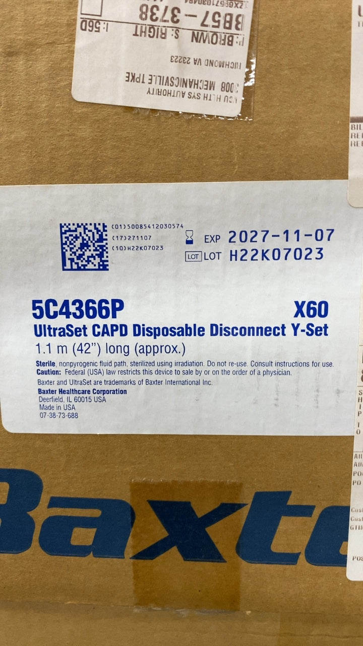 5C4366P - BAXTER - UltraSet CAPD Disposable Disconnect Y-Set, (BX/60)