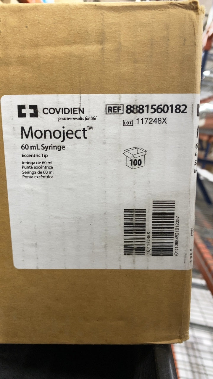 8881560182 - COVIDIEN - Monoject 60 mL Syringe Eccentric Tip, (CS/100)