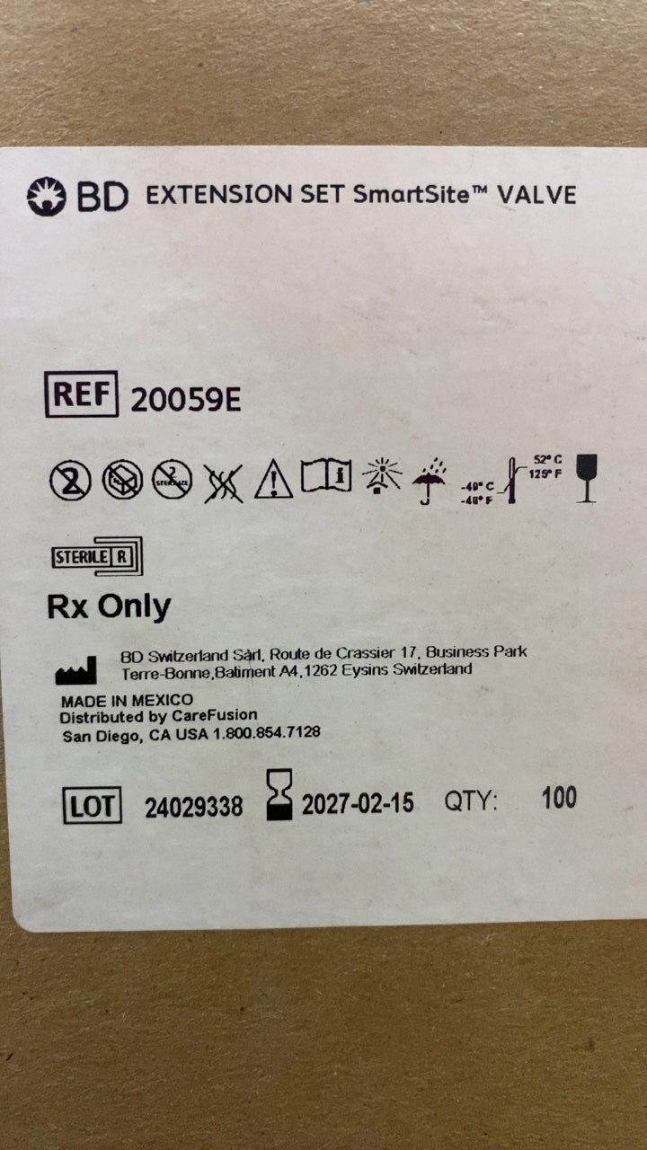 20059E - BD - EXTENSION SET SmartSite™ VALVE, (CS/100)