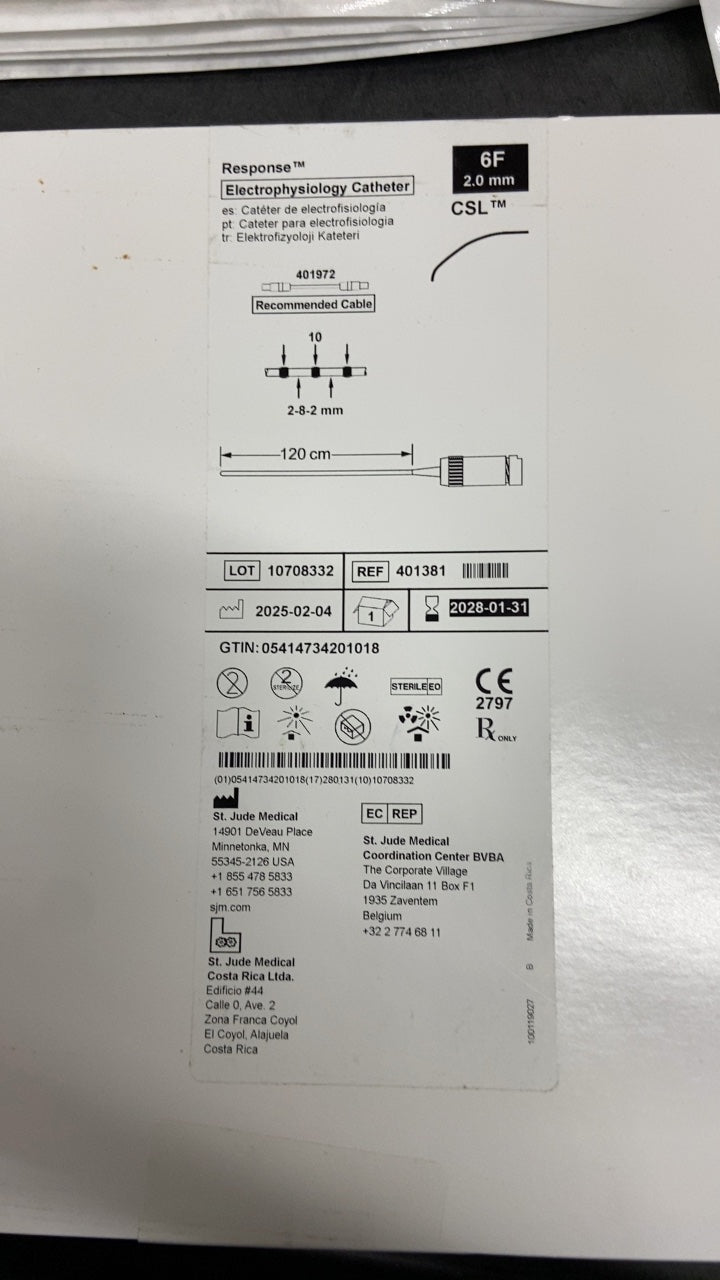 401381 - ST. JUDE MEDICAL - Response™ Electrophysiology Catheter, (BX/1)