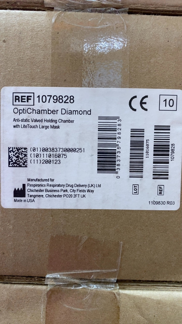 1079828 - PHILIPS - OptiChamber Diamond Anti-static valved holding chamber with Large Mask, (CS/10)