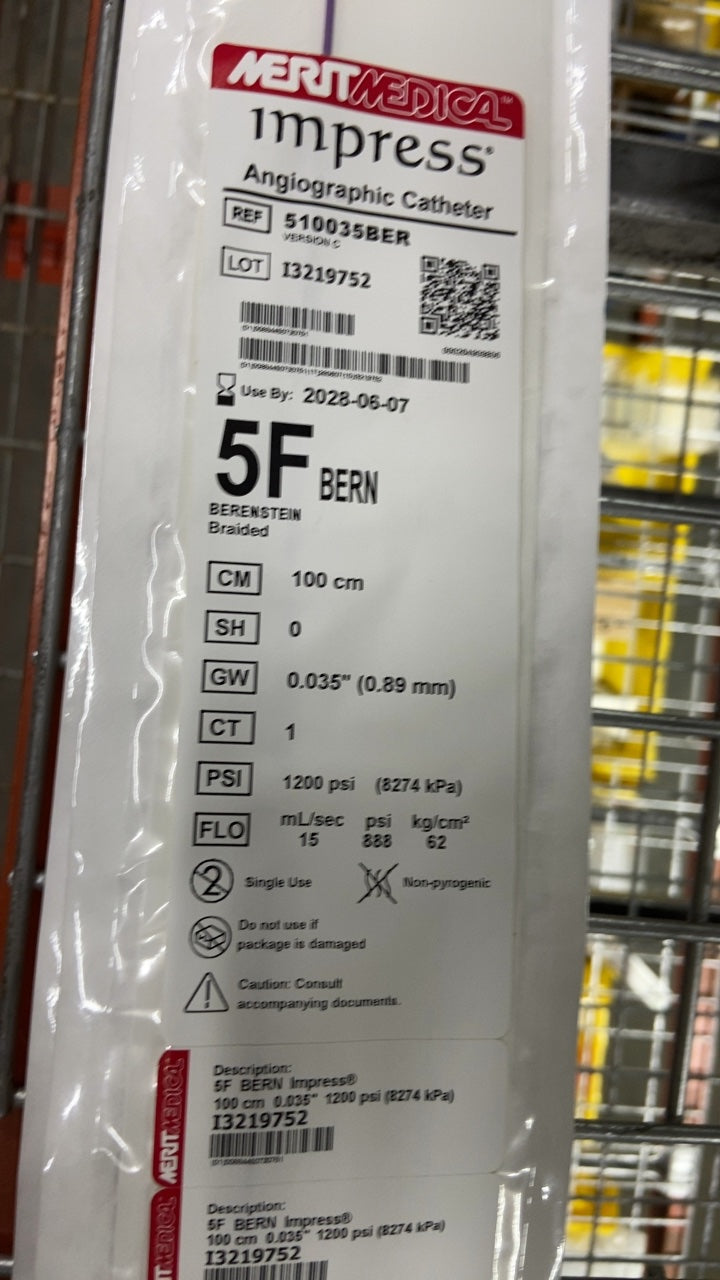510035BER - MERIT MEDICAL - Impress Angiographic Catheter 5F BERN Berenstein Braided 100 cm, (EA/1)