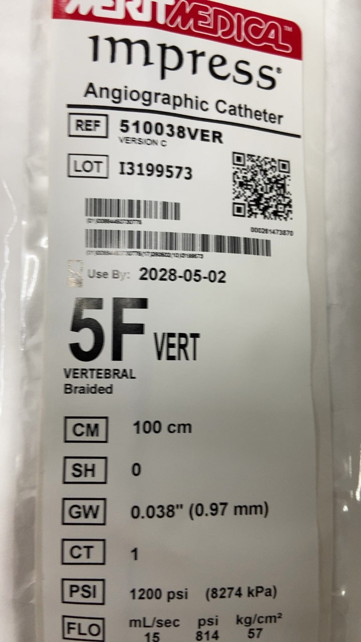 510038VER - MERIT MEDICAL - Impress Angiographic Catheter, (EA/1)