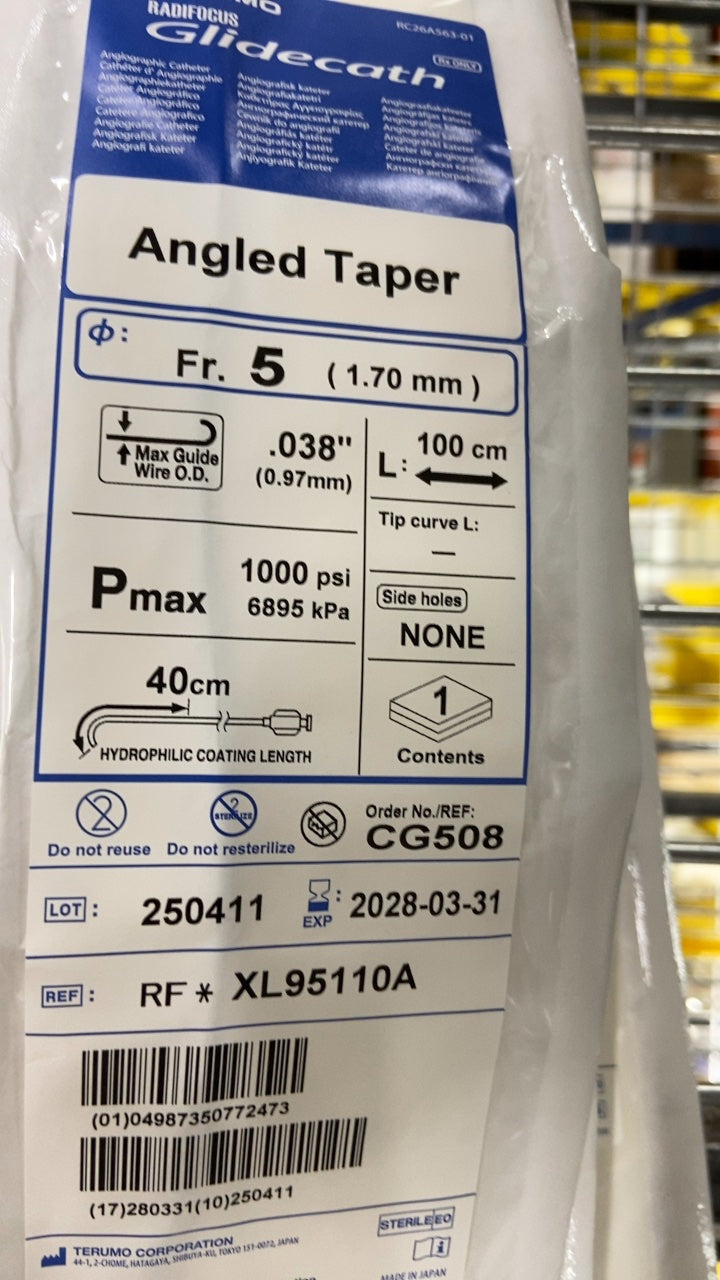 XL95110A - TERUMO - Glidecath Angled Taper Angiographic Catheter, (EA/1)