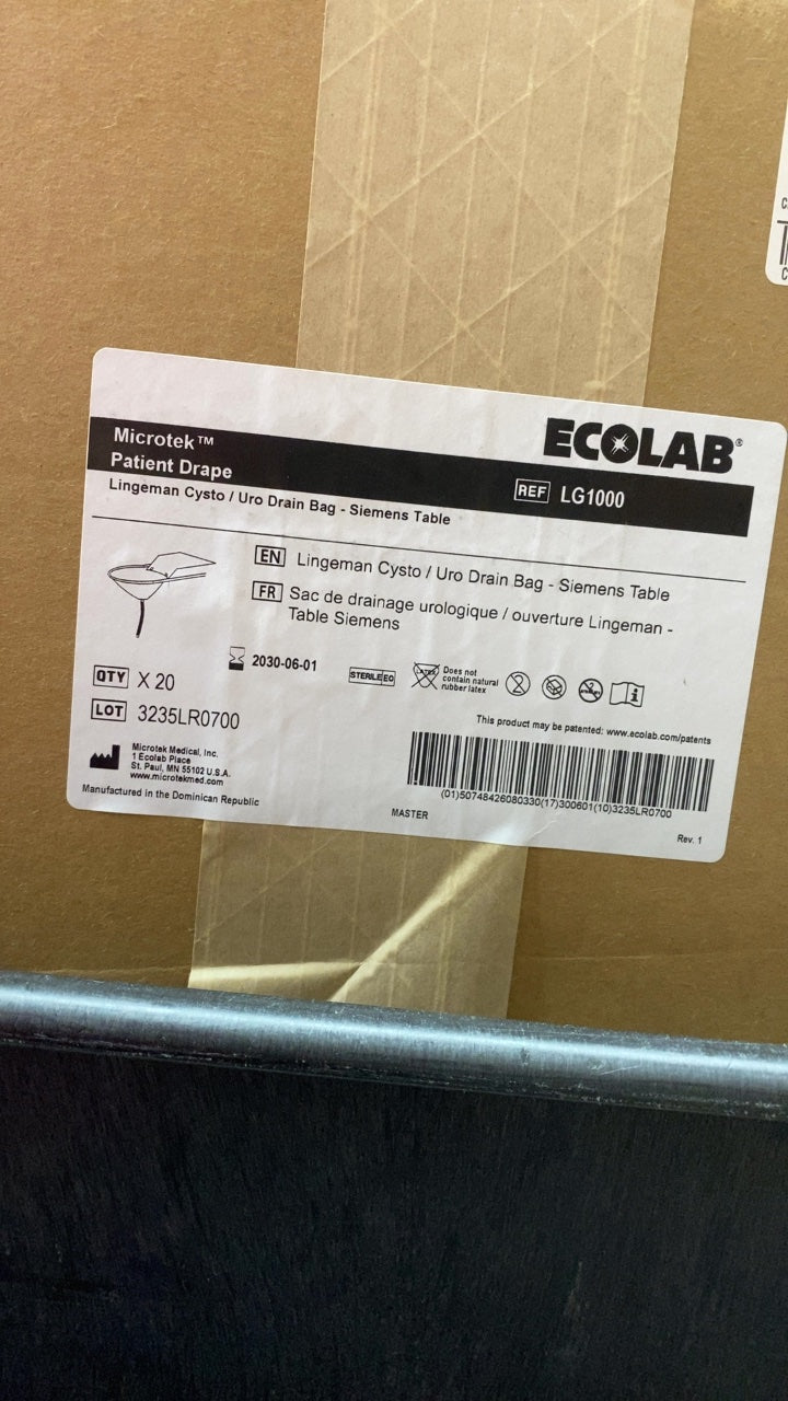 LG1000 - MICROTEK MEDICAL - Microtek Patient Drape - Lingeman Cysto / Uro Drain Bag - Siemens Table, (BX/20)