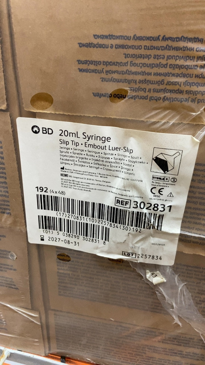 302831 - BD - 20mL Syringe Slip Tip Embout Luer-Slip, (CS/48)