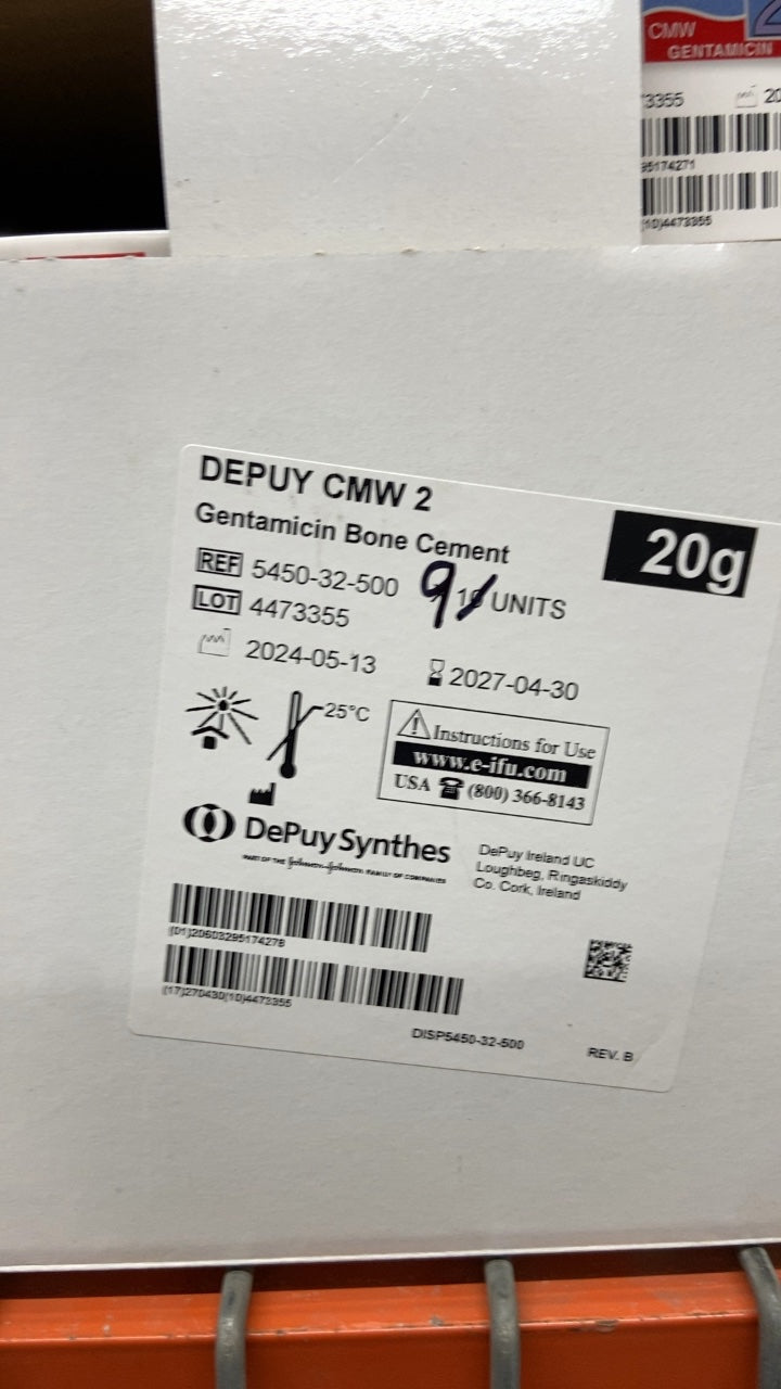 5450-32-500 - DEPUY - CMW 2 Gentamicin Bone Cement, 20 g, (EA/1)