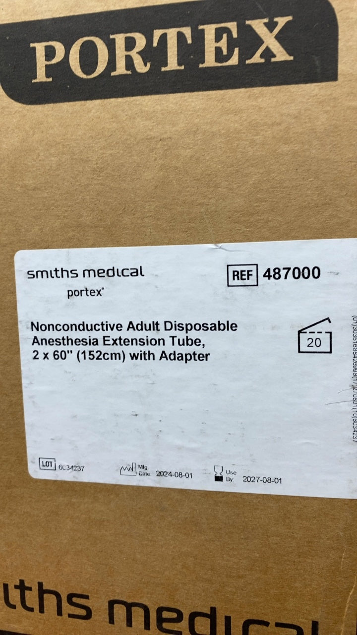 487000 - SMITHS MEDICAL - Nonconductive Adult Disposable Anesthesia Extension Tube, 2 x 60" (152cm) with Adapter, (BX/20)