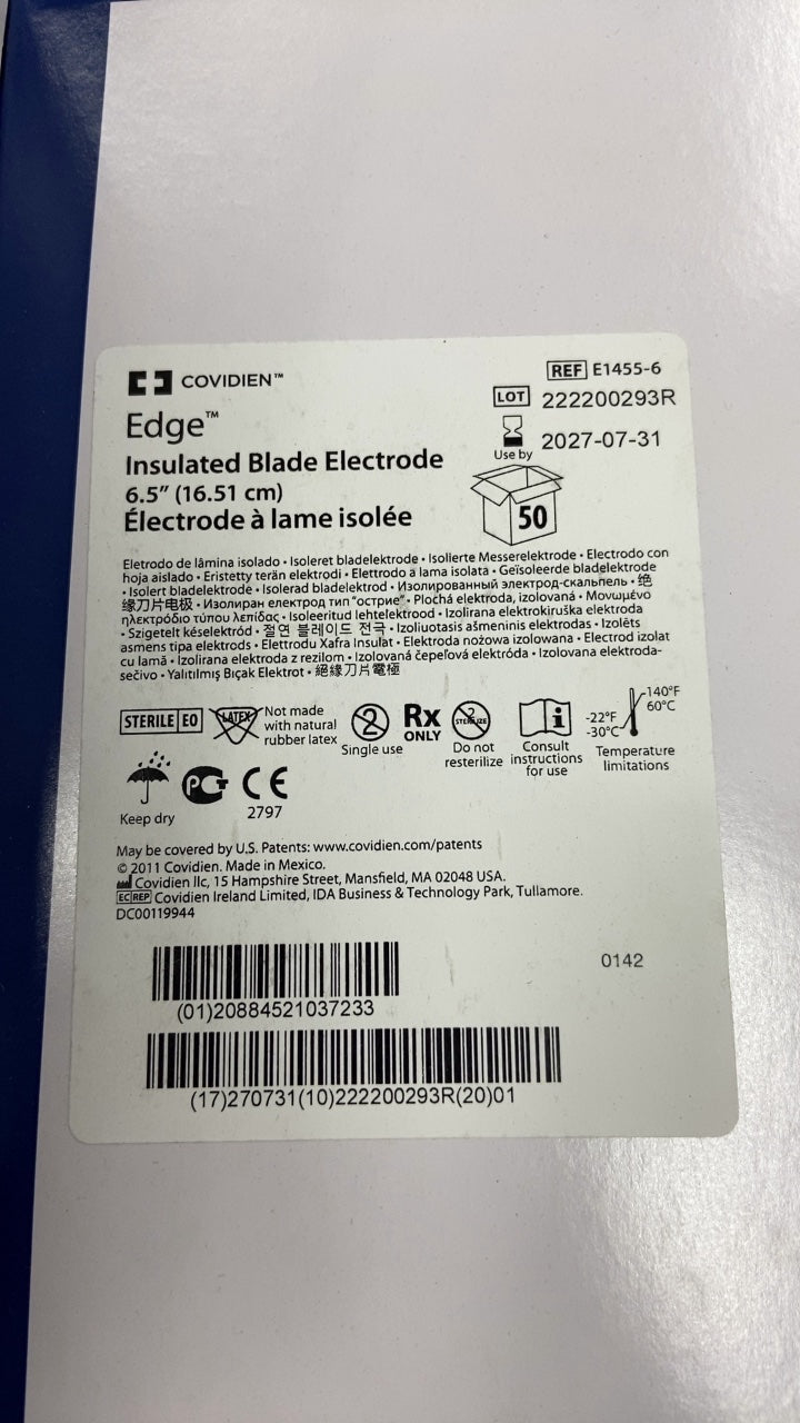 E1455-6 - COVIDIEN - Edge Insulated Blade Electrode, 6.5 in. Size, (BX/50)
