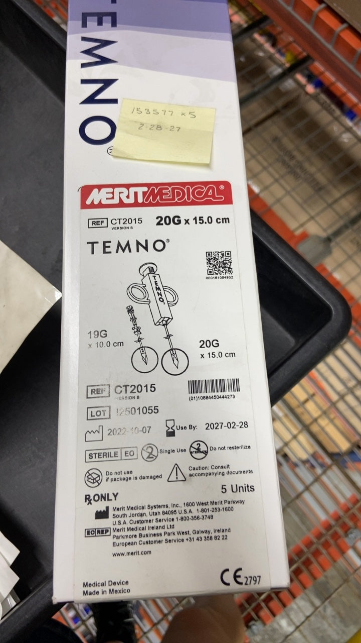 CT2015 - MERIT MEDICAL - TEMNO 20G x 15.0 cm, (BX/5)