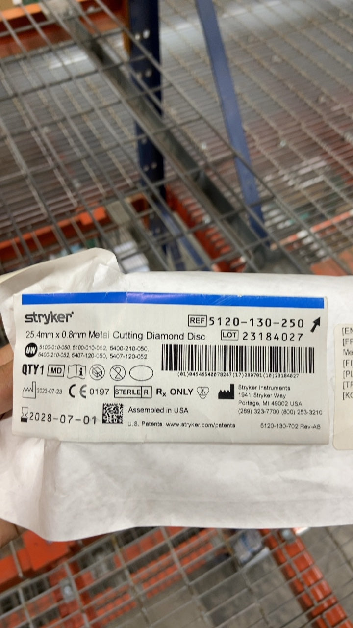 5120-130-250 - STRYKER - Diamond Disc Burr, 25.4 mm Head Diameter, (EA/1)