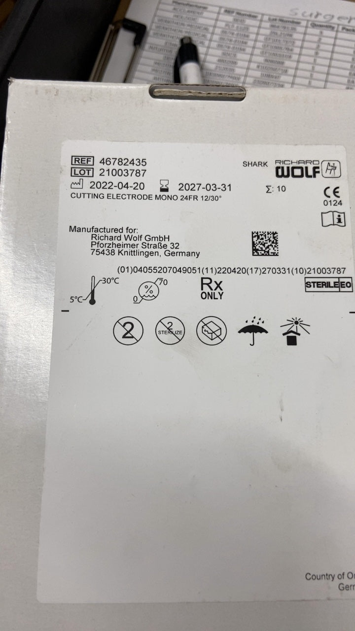 46782435 - RICHARD WOLF - CUTTING ELECTRODE MONO 24FR 12/30°, (BX/10)