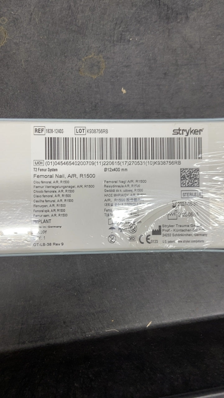 1028-1240S - STRYKER - T2 Femur System Femoral Nail, A/R, R1500, (BX/1)
