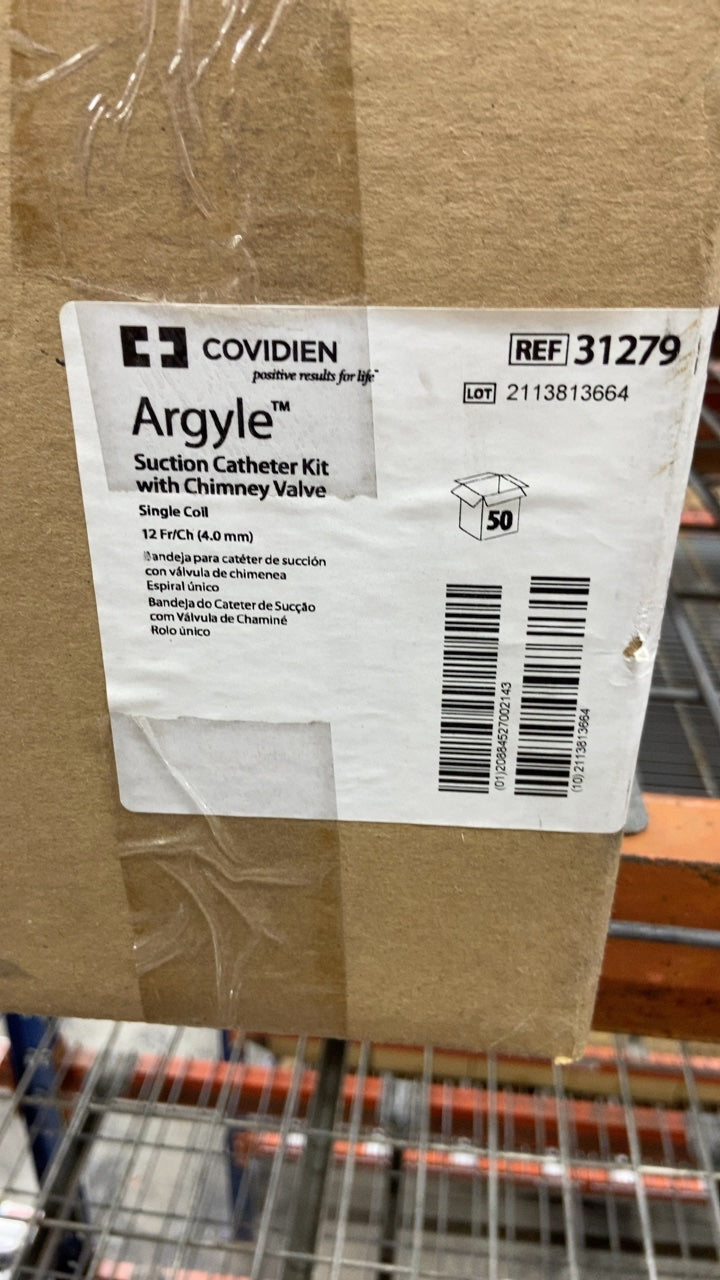 31279 - COVIDIEN - Argyle Suction Catheter Kit with Chimney Valve Single Coil 12 Fr/Ch (4.0 mm), (BX/50)