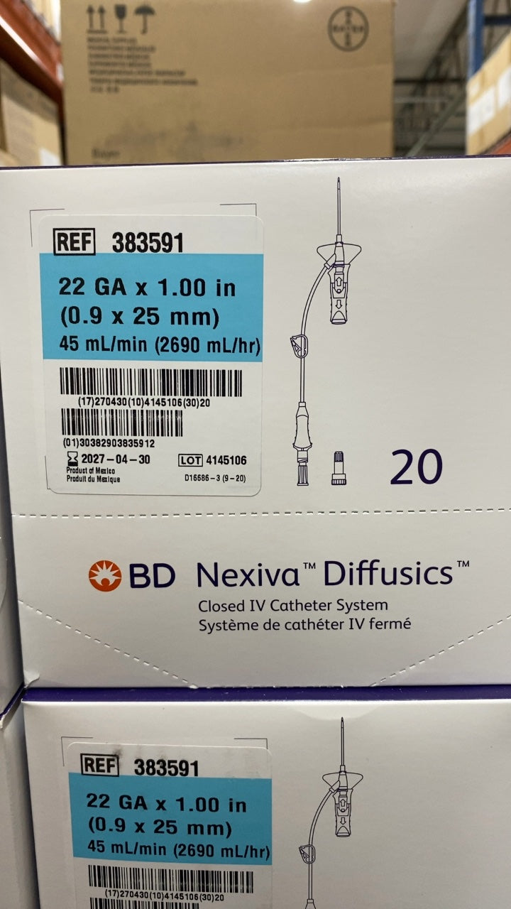 383591 - BD - Bd Nexiva Diffusics Closed Iv Catheter System, 22 Ga X 1.00 In (0.9 X 25 Mm), (BX/20)