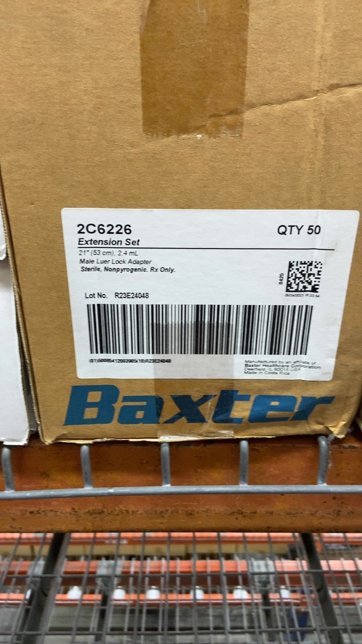 2C6226 - BAXTER - Extension Set, 21" (53 cm), 2.4 mL, Male Luer Lock Adapter, Sterile, Nonpyrogenic, Rx Only, (CS/50)