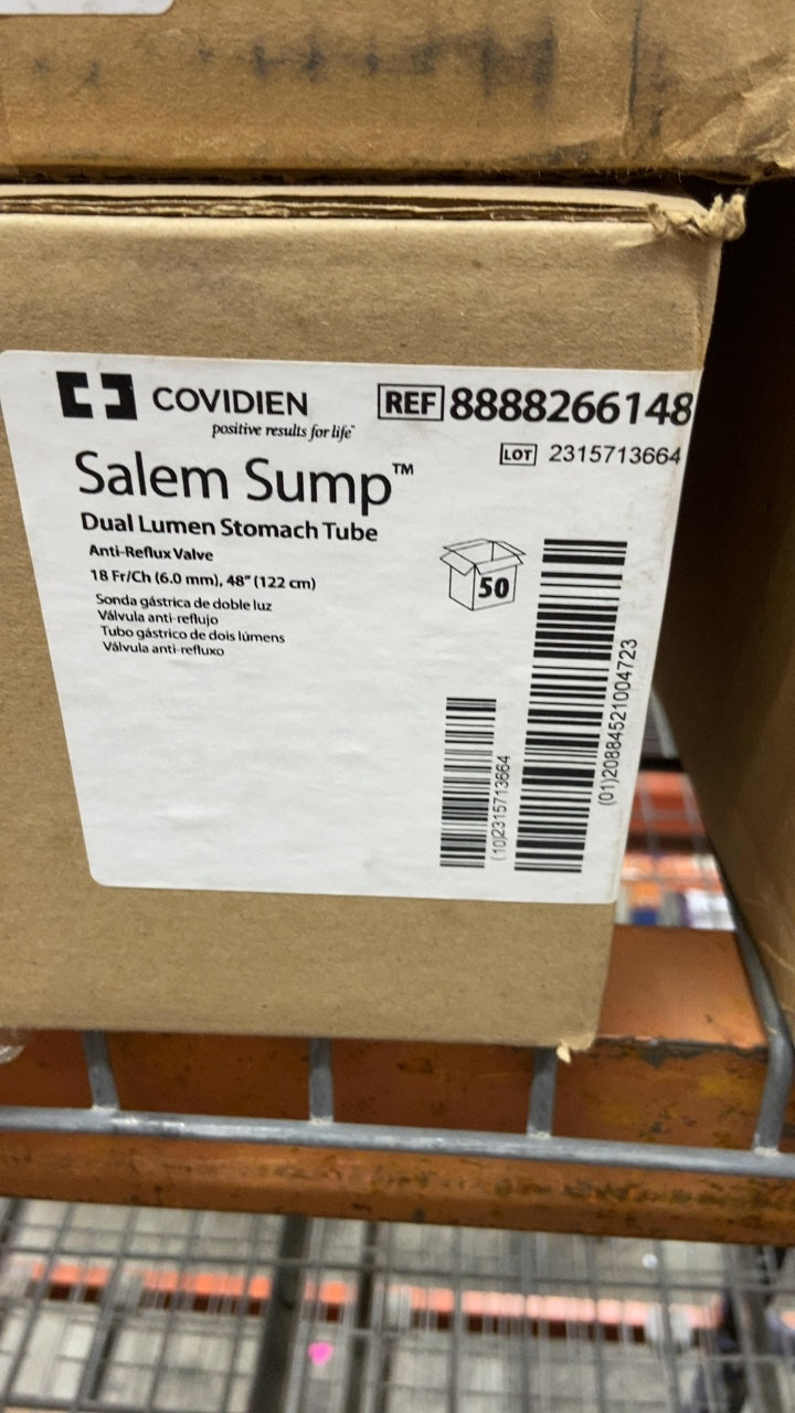 8888266148 - COVIDIEN - Salem Sump Dual Lumen Stomach Tube Anti-Reflux Valve 18 Fr/Ch (6.0 mm), 48" (122 cm), (BX/50)