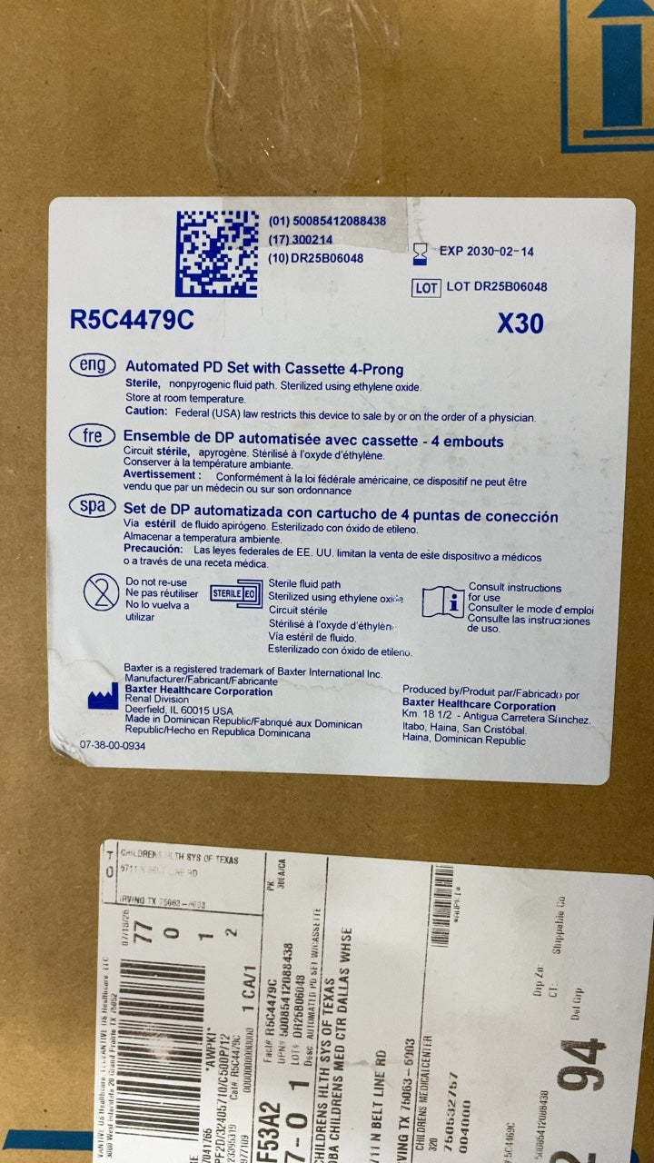 R5C4479C - BAXTER - Automated Pd Set Peritoneal Dialysis System Tubing Set, (CS/30)