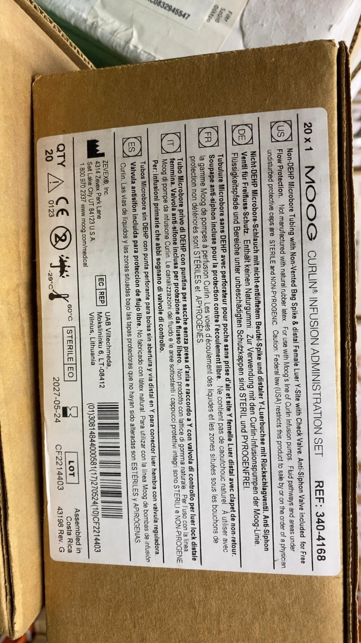 340-4168 - MOOG - CURLIN® INFUSION ADMINISTRATION SET, (BX/20)
